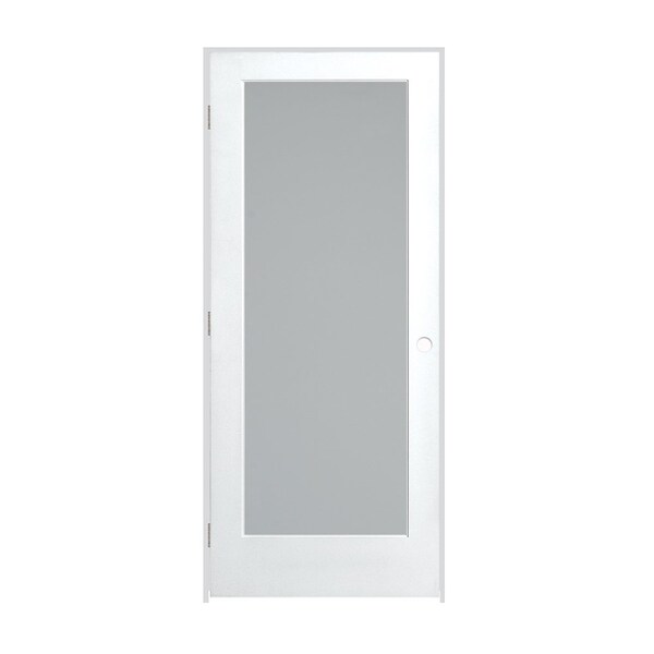 Trimlite Primed 1Lite Satin Etch Tempered Glass Interior French 71/4" RH Prehung Door Brushed Chrome Hinges 2668pri1501SATTRH26D714 - main